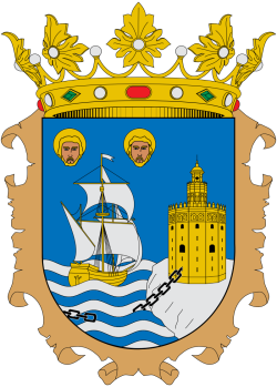 Het wapen van Santander bevat vreemd genoeg de herovering van Sevilla. Links op het schild zien we de Torro del Oro (de gouden toren) in Sevilla en links het schip van Ramón de Bonifaz dat in de haven ligt waarvan de ketting is gebroken. Boven het schip twee mannenkopjes met halo.