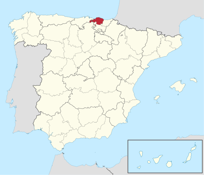 Locatie Vizcaya in het noorden van Spanje.