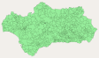 Kaartje van Andalucía met daarop alle gemeentegrenzen aangegeven.